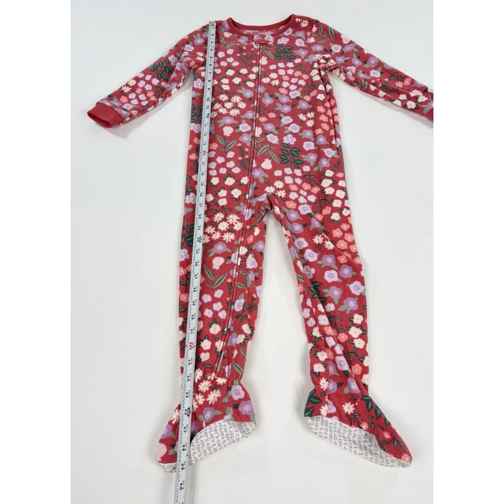 Carters Toddler Girls Fleece Footed Pajamas 5T Pink Floral Sleeper Buttery Soft